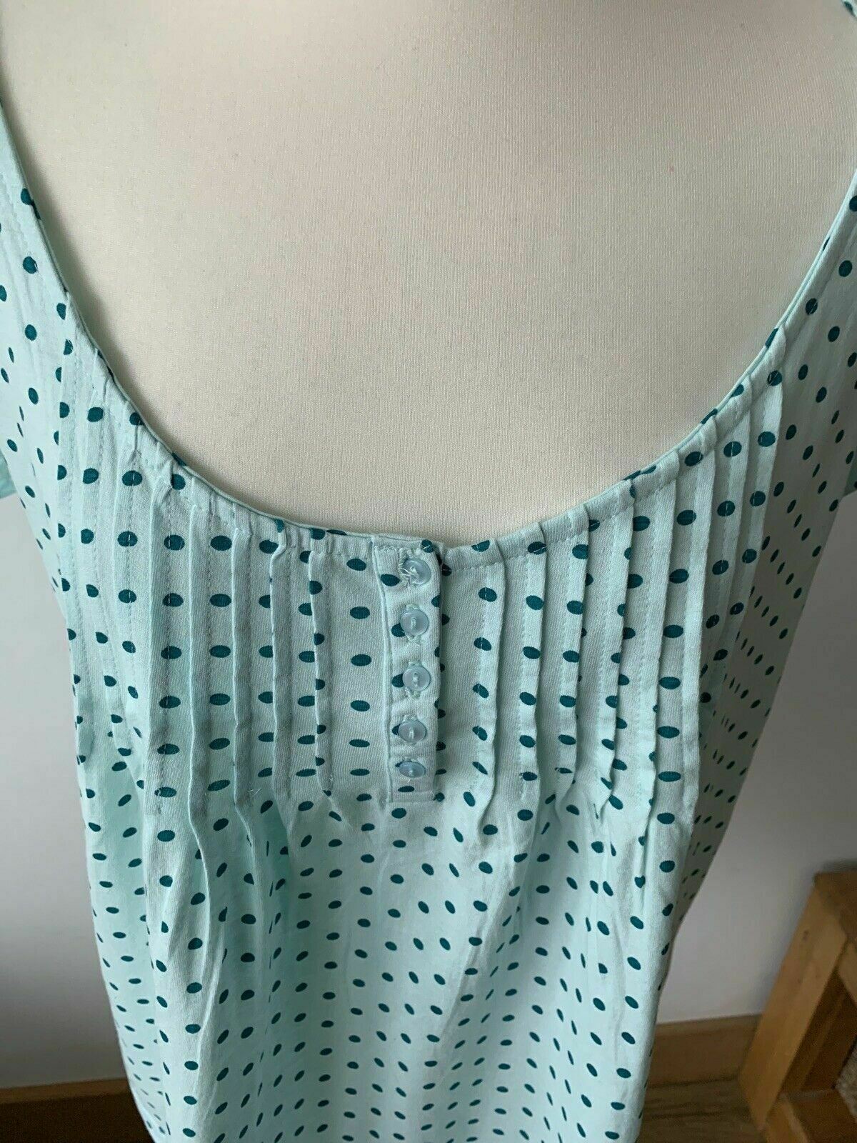 Blancheporte Light Teal Polka Dot Top Cotton Size 14 Pit to Pit 18"
