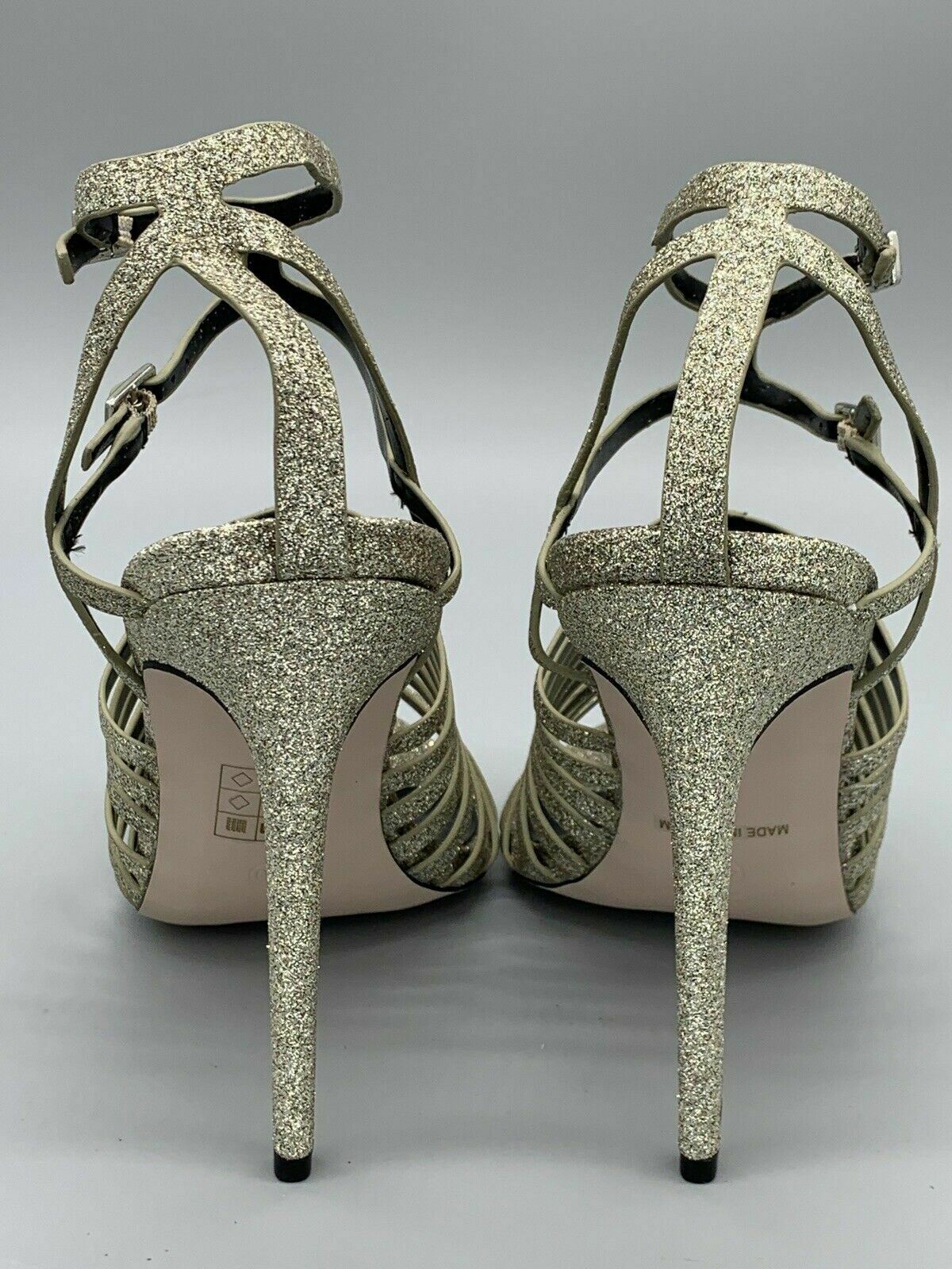 Little Mistress High Heels Gold Glitter Strappy Heel Ankle Straps  Size 7 / 40 - Beagle Boutique Fashion Outlet