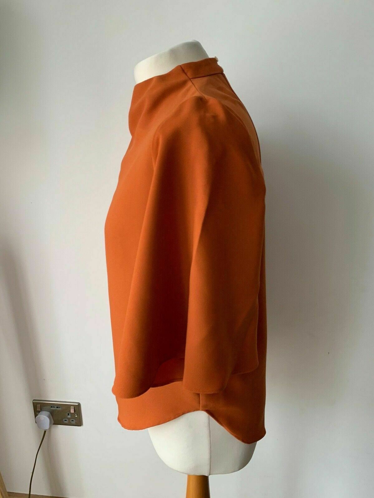 River Island Rusty Orange Blouse High Neck Size 8  Bell Sleeves - BB Fashion Outlet