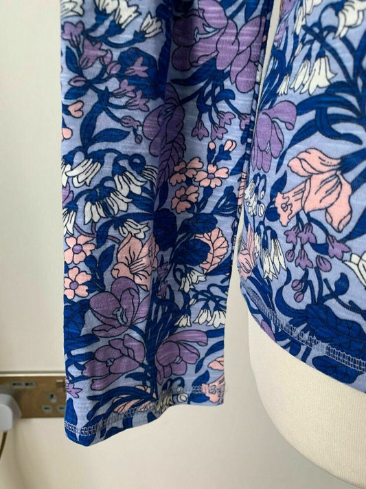 M&S Blue mix Long Sleeve Cotton t-shirt Floral print Size 8 NEW