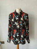 M&S Brown Lightweight Long Sleeve Shirt Floral Pattern Size 8 NEW - BB Fashion Outlet