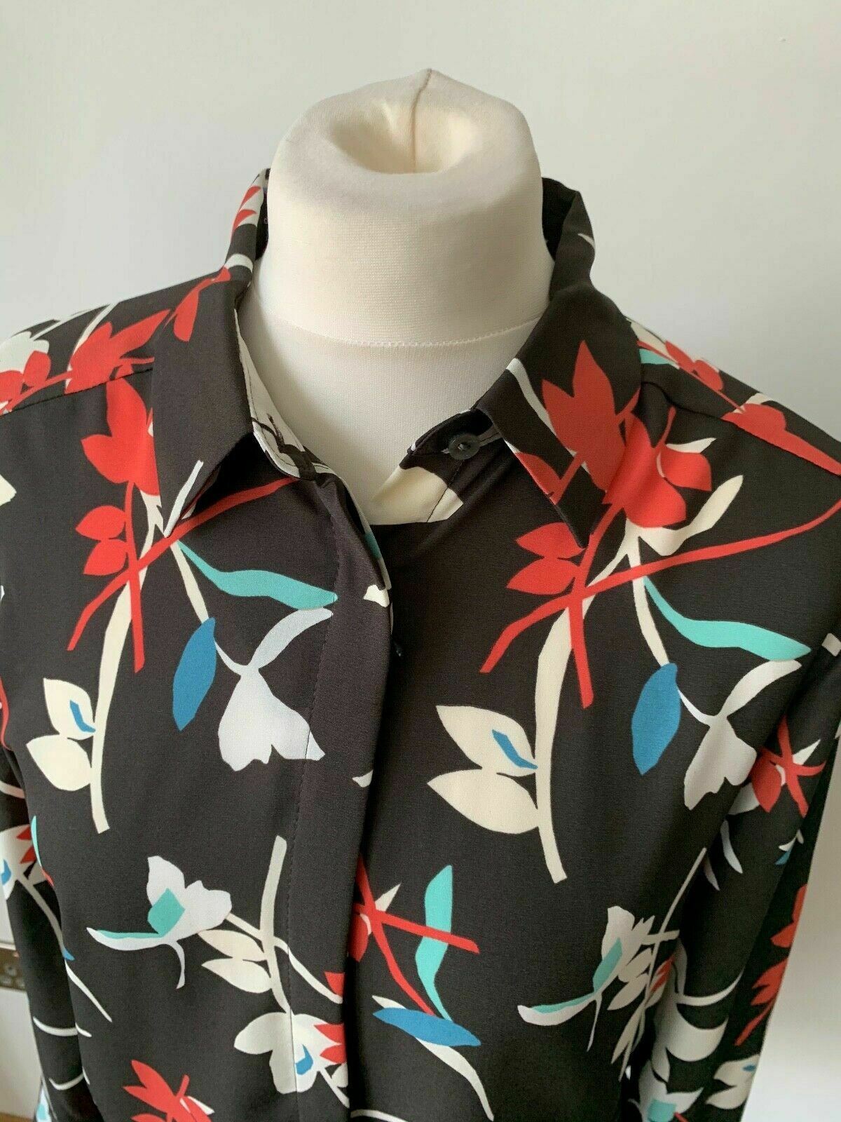 M&S Brown Lightweight Long Sleeve Shirt Floral Pattern Size 8 NEW - BB Fashion Outlet