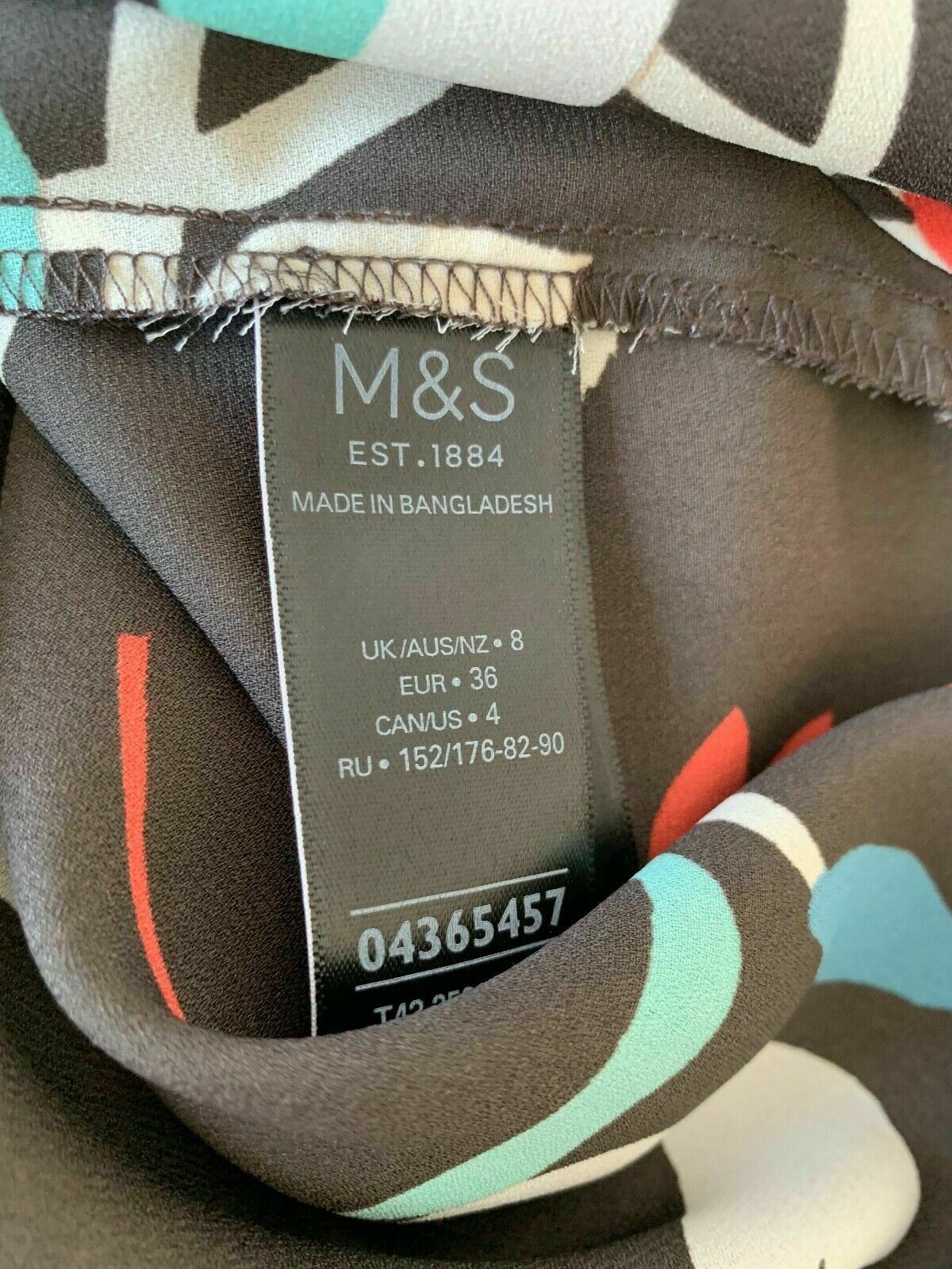 M&S Brown Lightweight Long Sleeve Shirt Floral Pattern Size 8 NEW