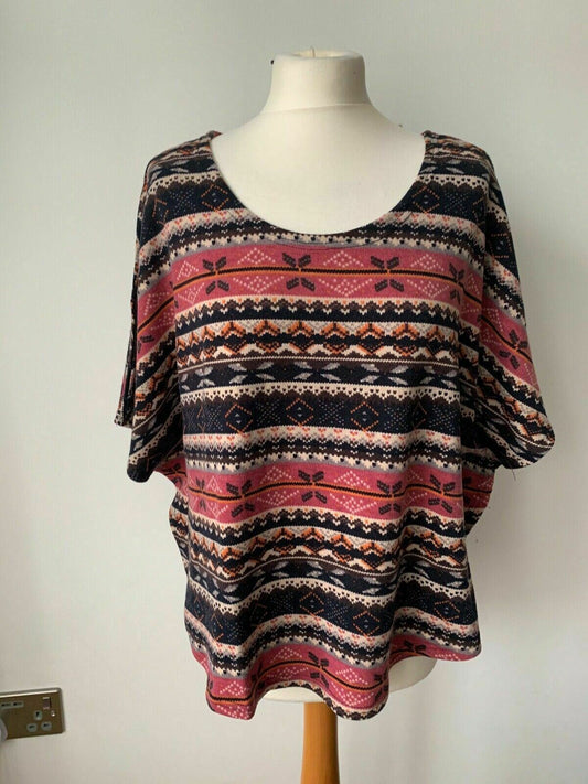 New Look Poncho Type Boxy wide knit Jumper Aztec Print Sizes S or M available