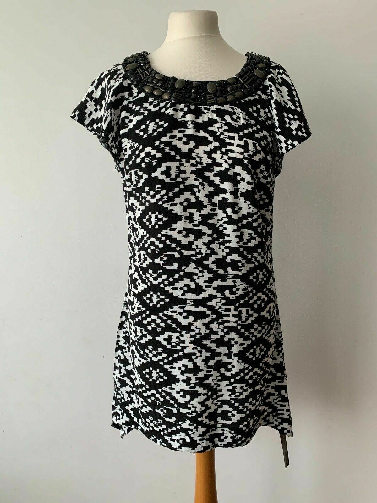 Star By Julian Macdonald Black White Dress Size 10 Hanky Hem - Beagle Boutique Fashion Outlet