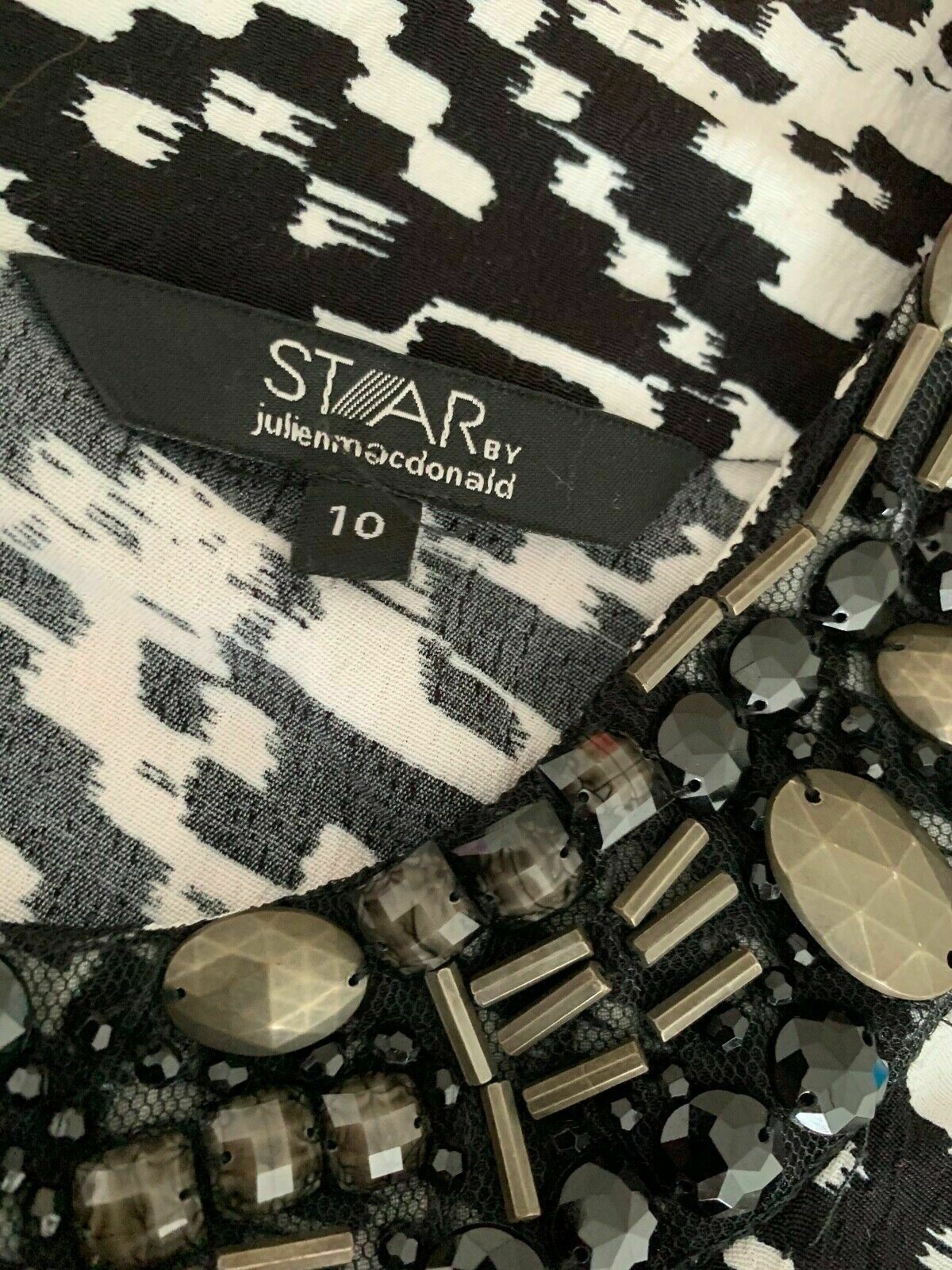 Star By Julian Macdonald Black White Dress Size 10 Hanky Hem - Beagle Boutique Fashion Outlet