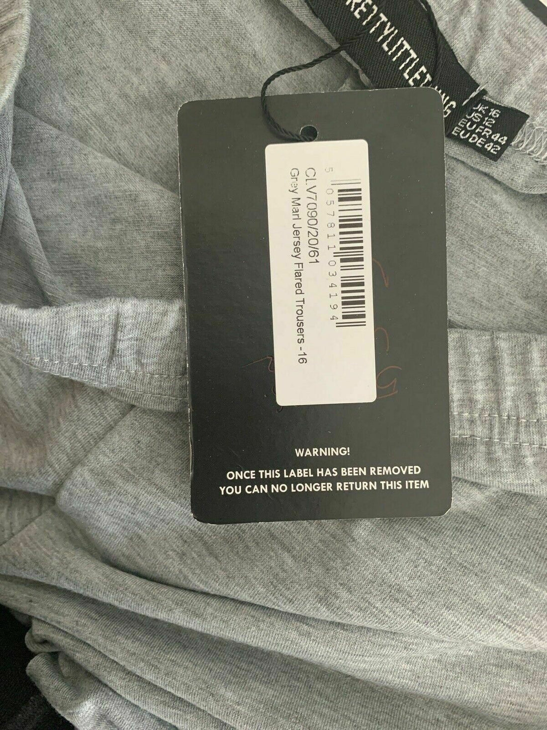 PrettyLittleThing Shape Grey Marl Jersey Flared Trousers PLT Leggings Size 14 - BB Fashion Outlet