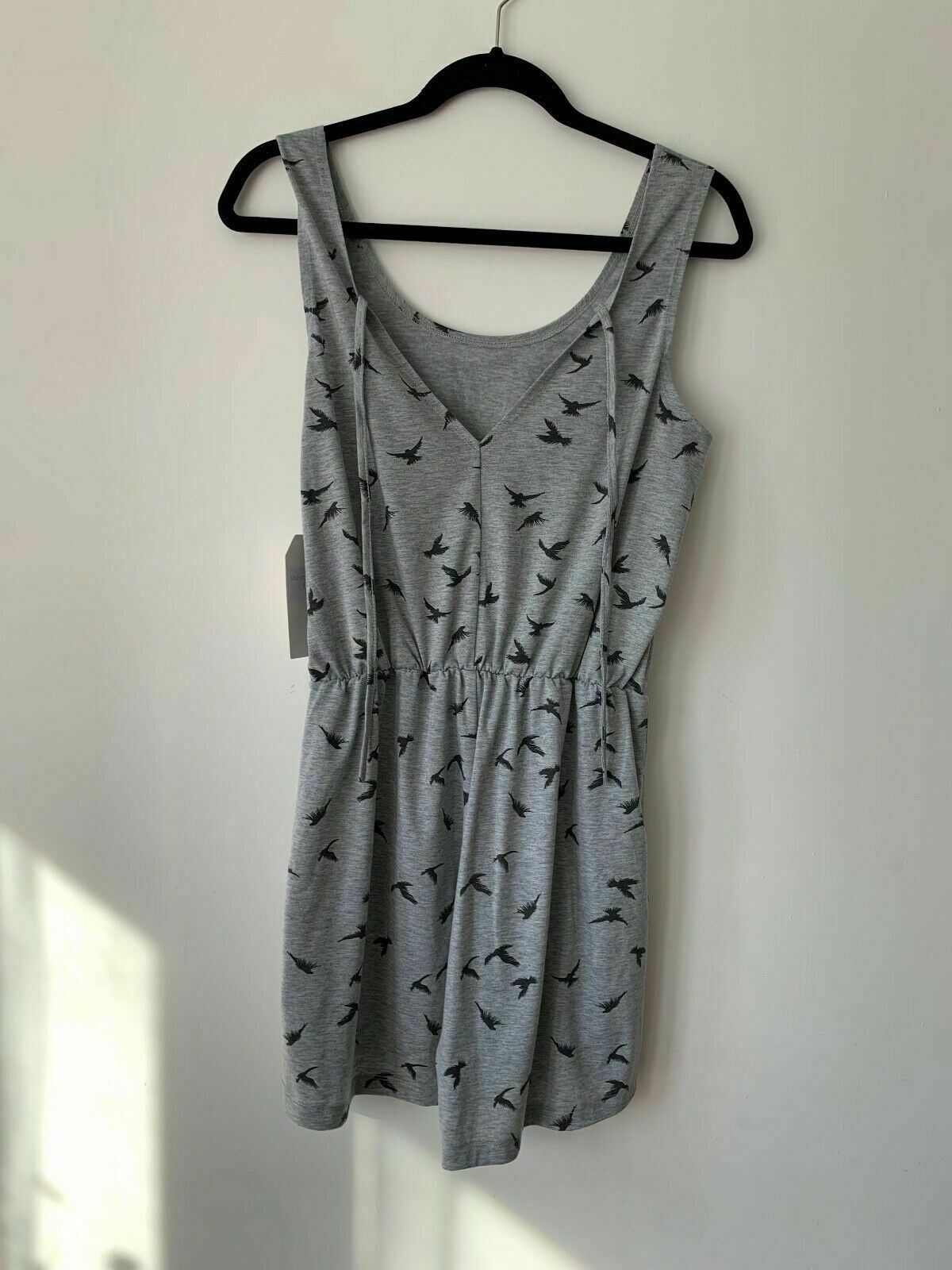 Brave Soul Swoop Playsuit in Bird Print Size S 8 UK Grey - Beagle Boutique Fashion Outlet