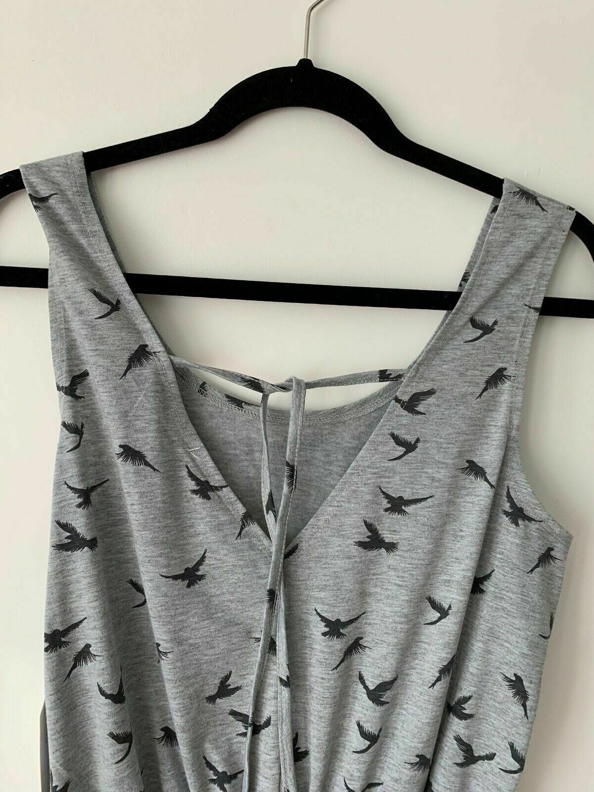 Brave Soul Swoop Playsuit in Bird Print Size S 8 UK Grey - Beagle Boutique Fashion Outlet