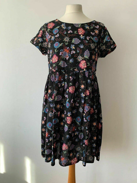 Brave Soul Black Floral Smock Dress Size S - Beagle Boutique Fashion Outlet