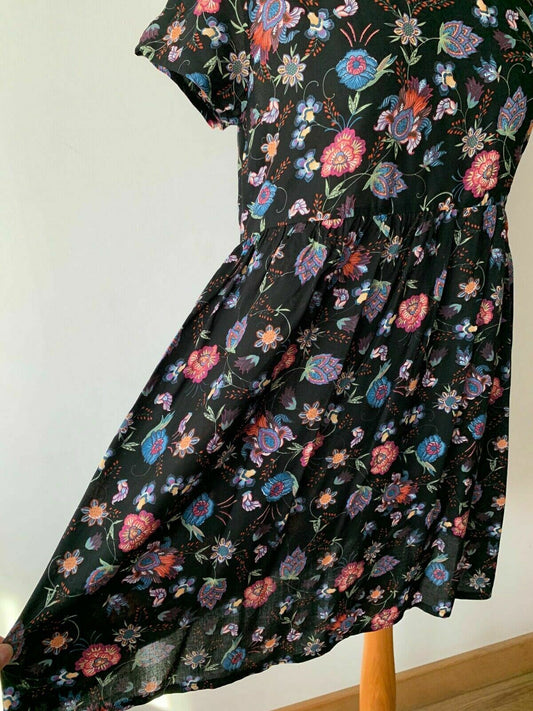 Brave Soul Black Floral Smock Dress Size S - Beagle Boutique Fashion Outlet