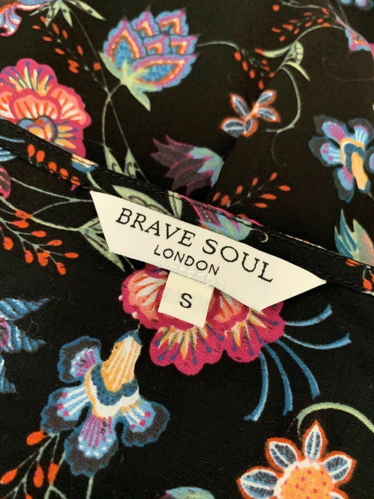 Brave Soul Black Floral Smock Dress Size S - Beagle Boutique Fashion Outlet