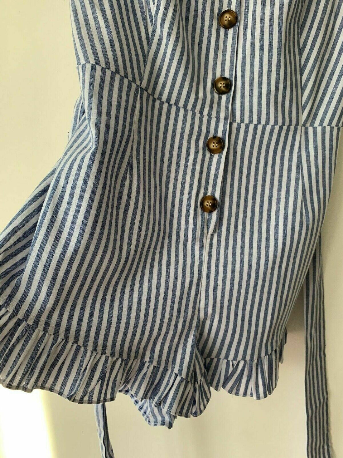 Brave Soul Blue White Stripe Button Playsuit hotpants Size S 8 - Beagle Boutique Fashion Outlet