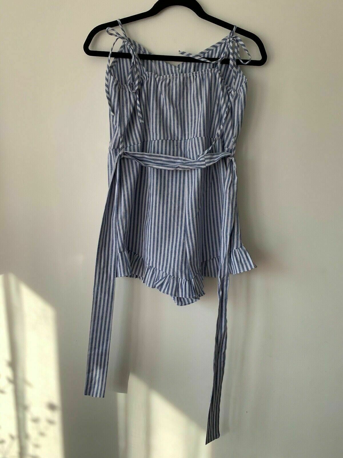 Brave Soul Blue White Stripe Button Playsuit hotpants Size S 8 - Beagle Boutique Fashion Outlet