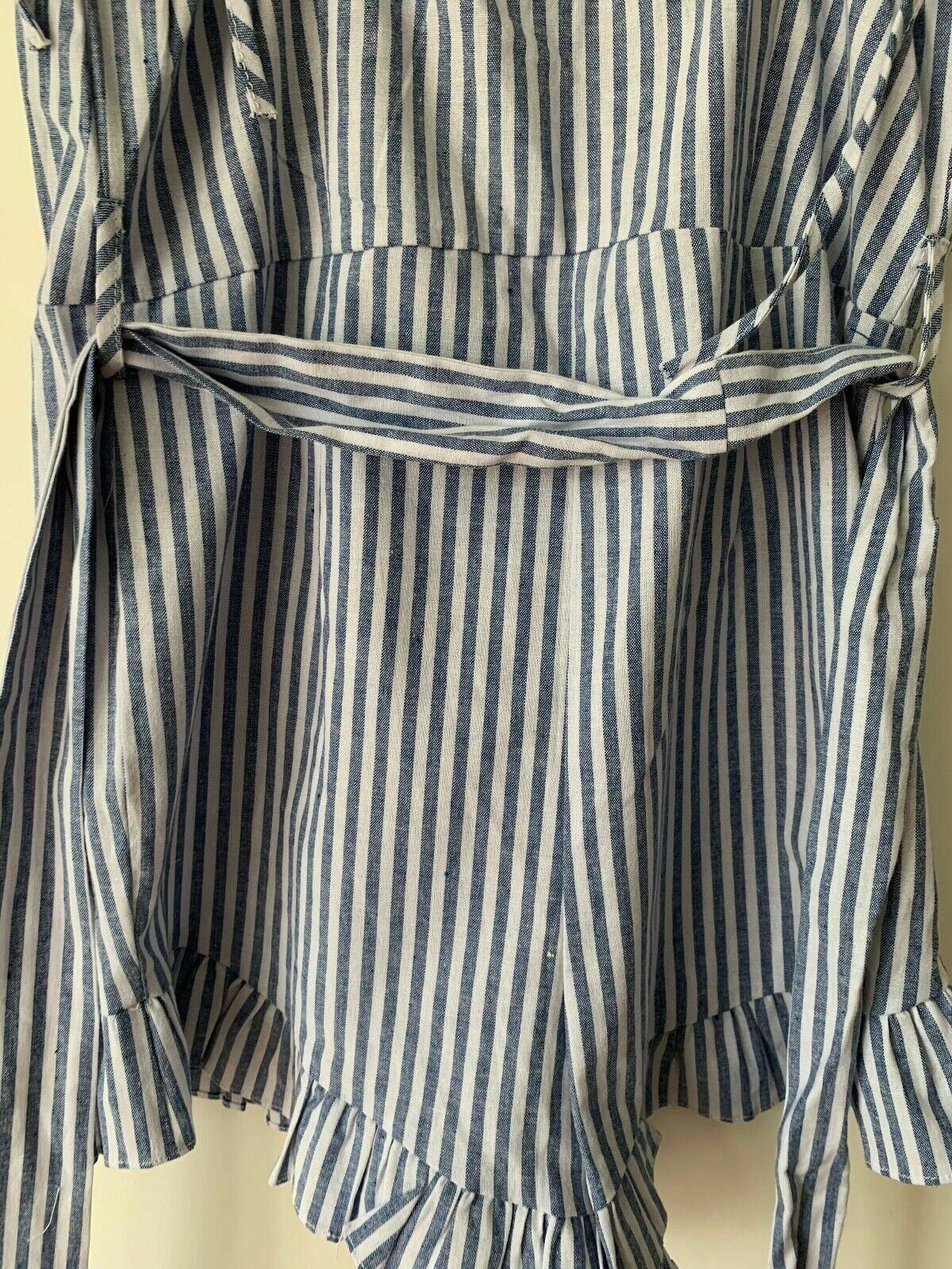 Brave Soul Blue White Stripe Button Playsuit hotpants Size S 8 - Beagle Boutique Fashion Outlet