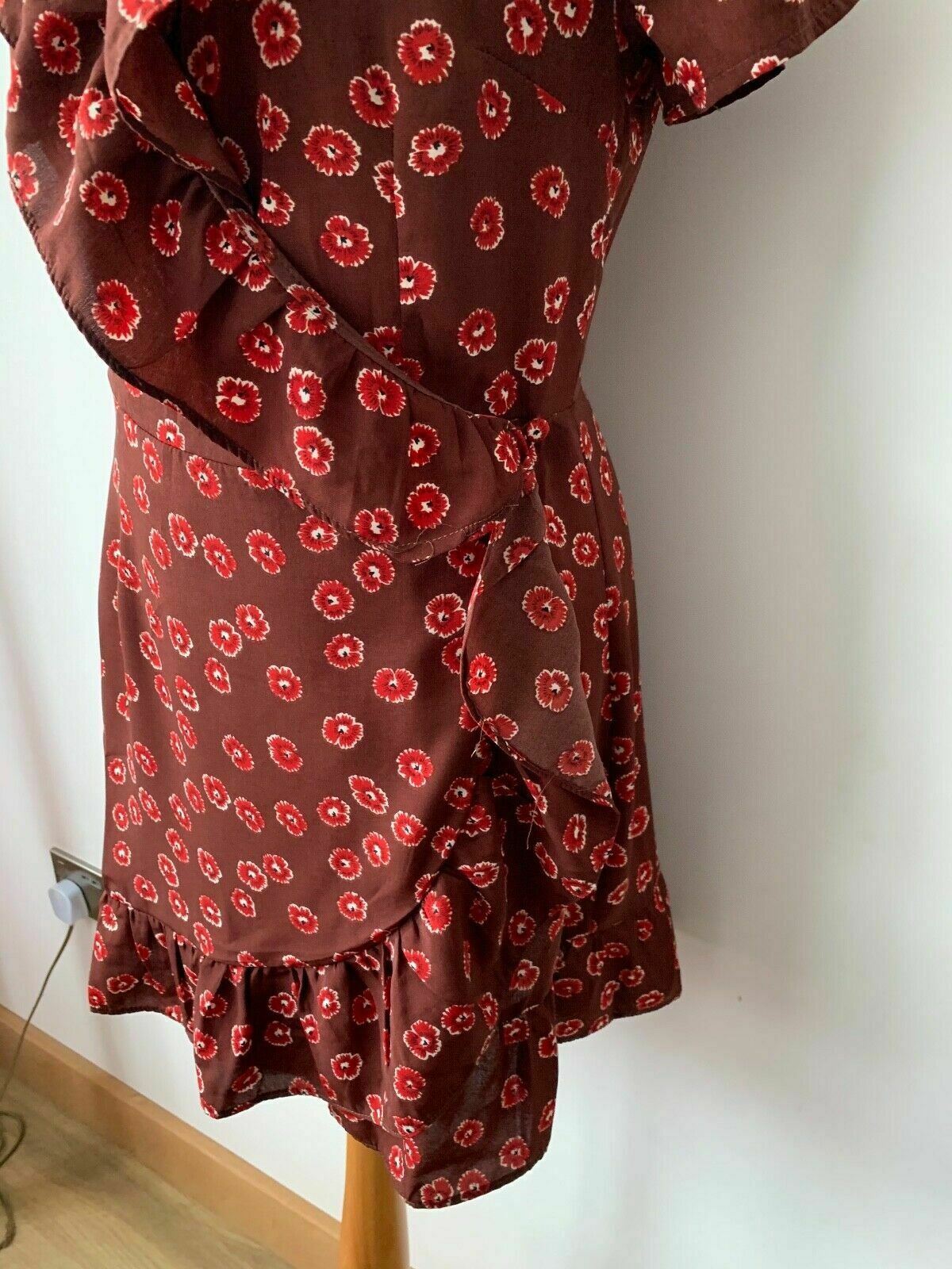 Brave Soul leandra wrap dress with frill in ditsy print XS 6 / S 8 / M 10 / L 12 - Beagle Boutique Fashion Outlet