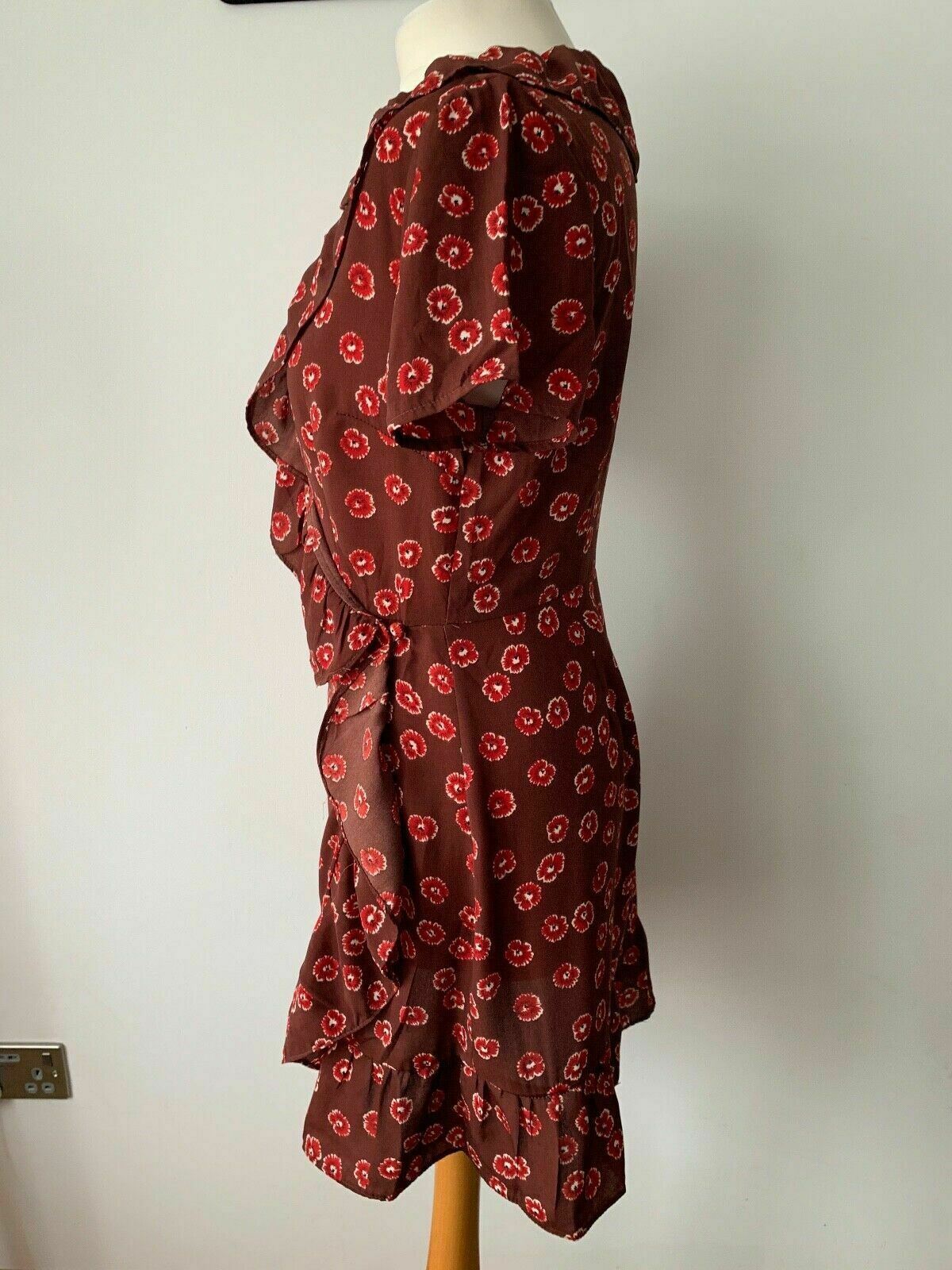 Brave Soul leandra wrap dress with frill in ditsy print XS 6 / S 8 / M 10 / L 12 - Beagle Boutique Fashion Outlet