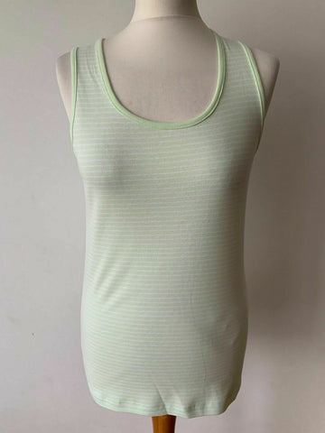 M&S Vest Cotton Top Lime Green Striped Sizes 14 and 16 available - BB Fashion Outlet