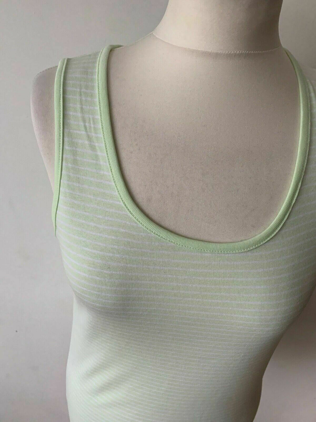 M&S Vest Cotton Top Lime Green Striped Sizes 14 and 16 available - BB Fashion Outlet