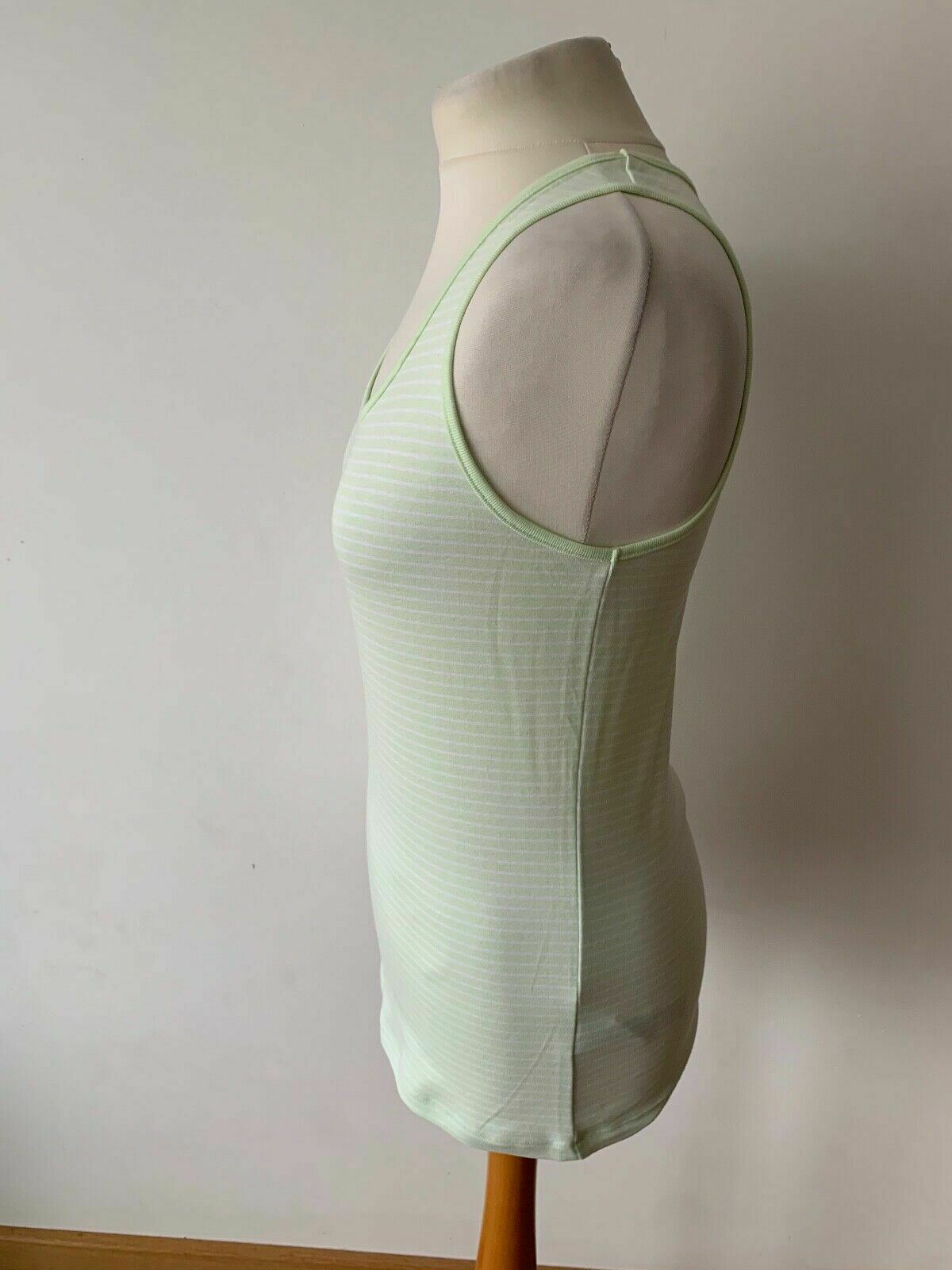 M&S Vest Cotton Top Lime Green Striped Sizes 14 and 16 available - BB Fashion Outlet