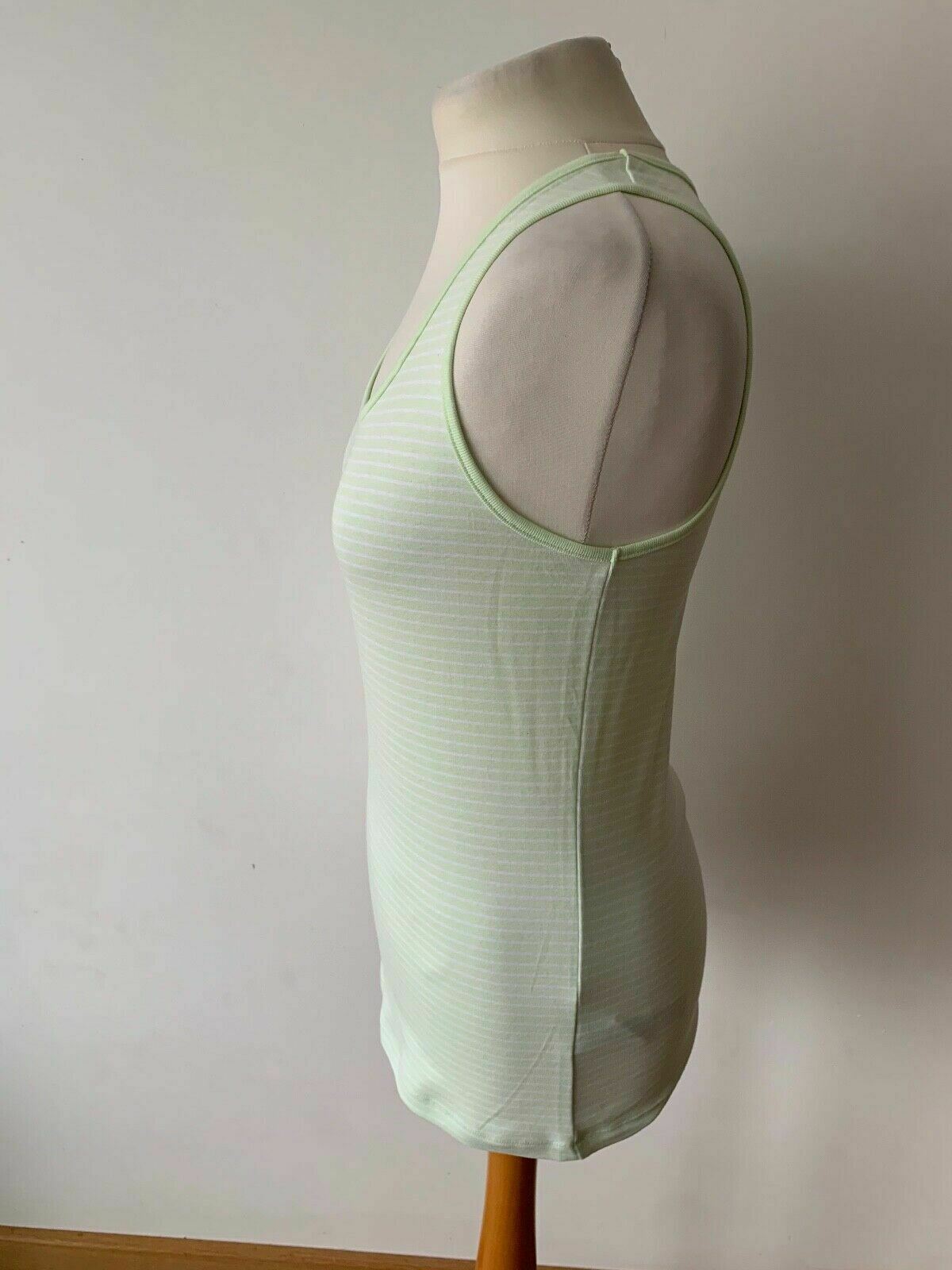 M&S Vest Cotton Top Lime Green Striped Sizes 14 and 16 available