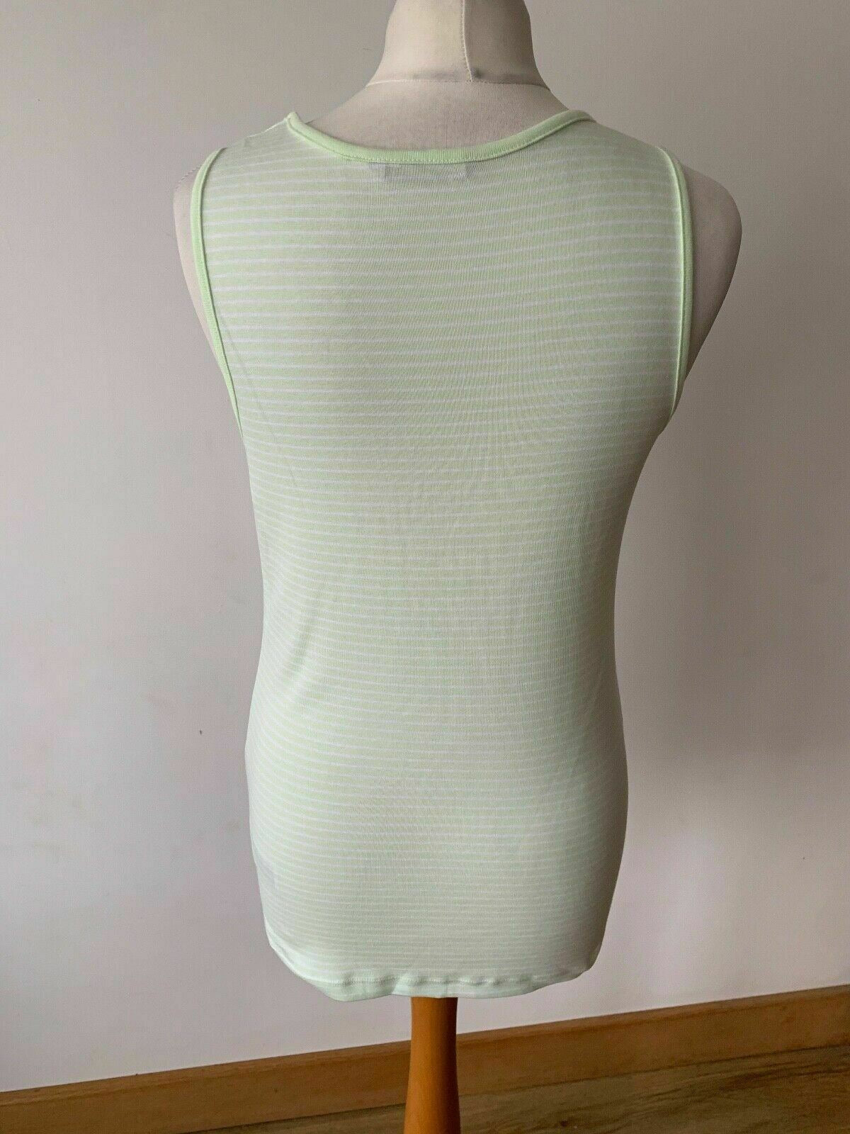 M&S Vest Cotton Top Lime Green Striped Sizes 14 and 16 available