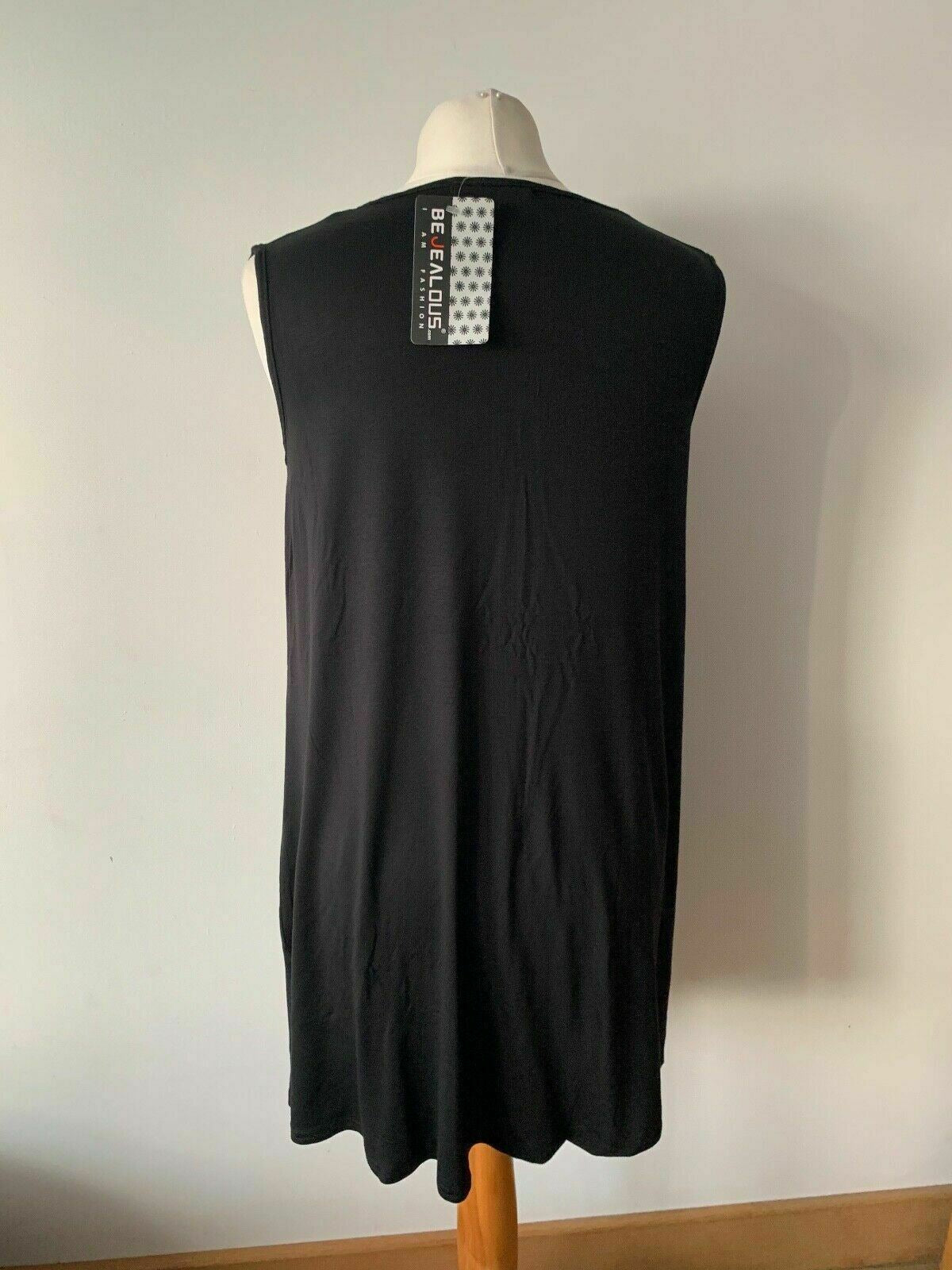 Be Jealous Black Sleeveless Top Front Tie Knot Baggy Shift Size S / M - Beagle Boutique Fashion Outlet