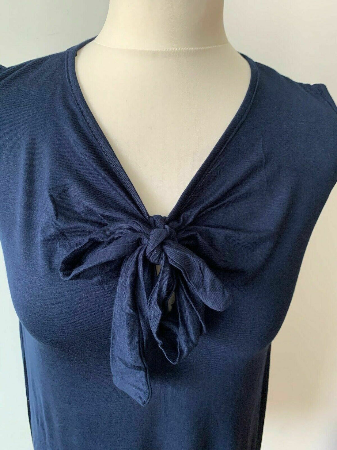 Be Jealous Navy Sleeveless Top Front Tie Knot Baggy Shift Size S / M - Beagle Boutique Fashion Outlet