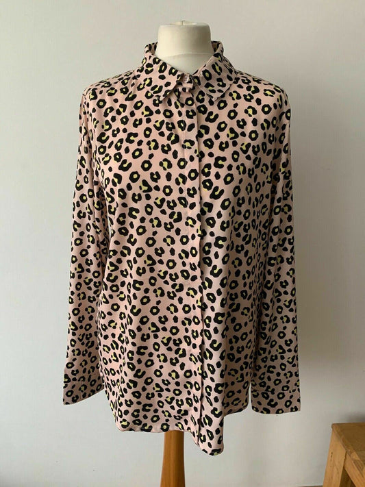Brave Soul Blush Pink Leopard Print Long Sleeve Shirt Size XS