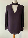 OASIS Purple Blouse Size 10 Choker Neck Keyhole Blouse Long Sleeve - BB Fashion Outlet