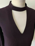 OASIS Purple Blouse Size 10 Choker Neck Keyhole Blouse Long Sleeve - BB Fashion Outlet