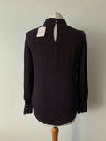 OASIS Purple Blouse Size 10 Choker Neck Keyhole Blouse Long Sleeve - BB Fashion Outlet