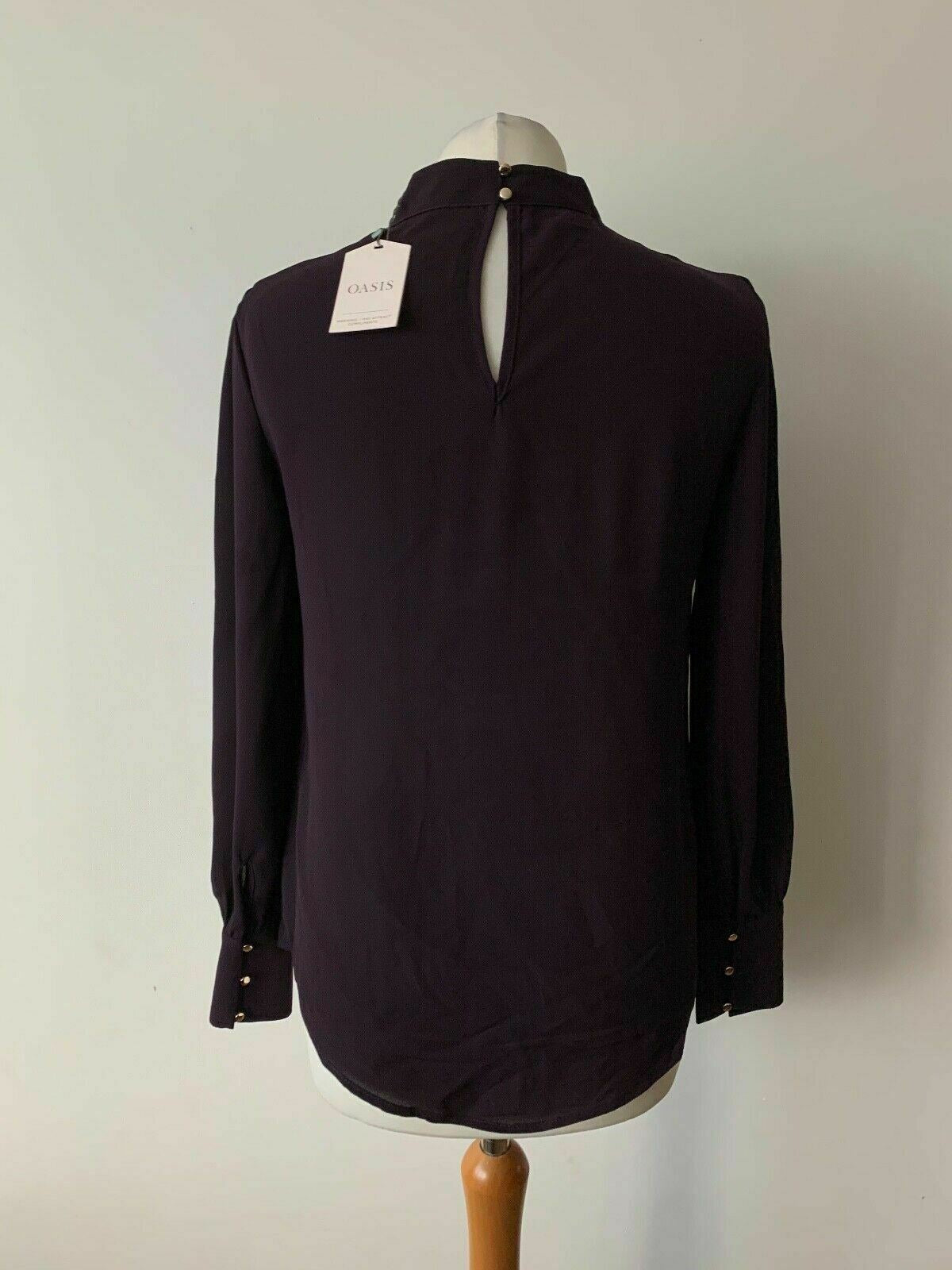 OASIS Purple Choker Neck Keyhole Blouse Long Sleeve Available Sizes: 8, 10