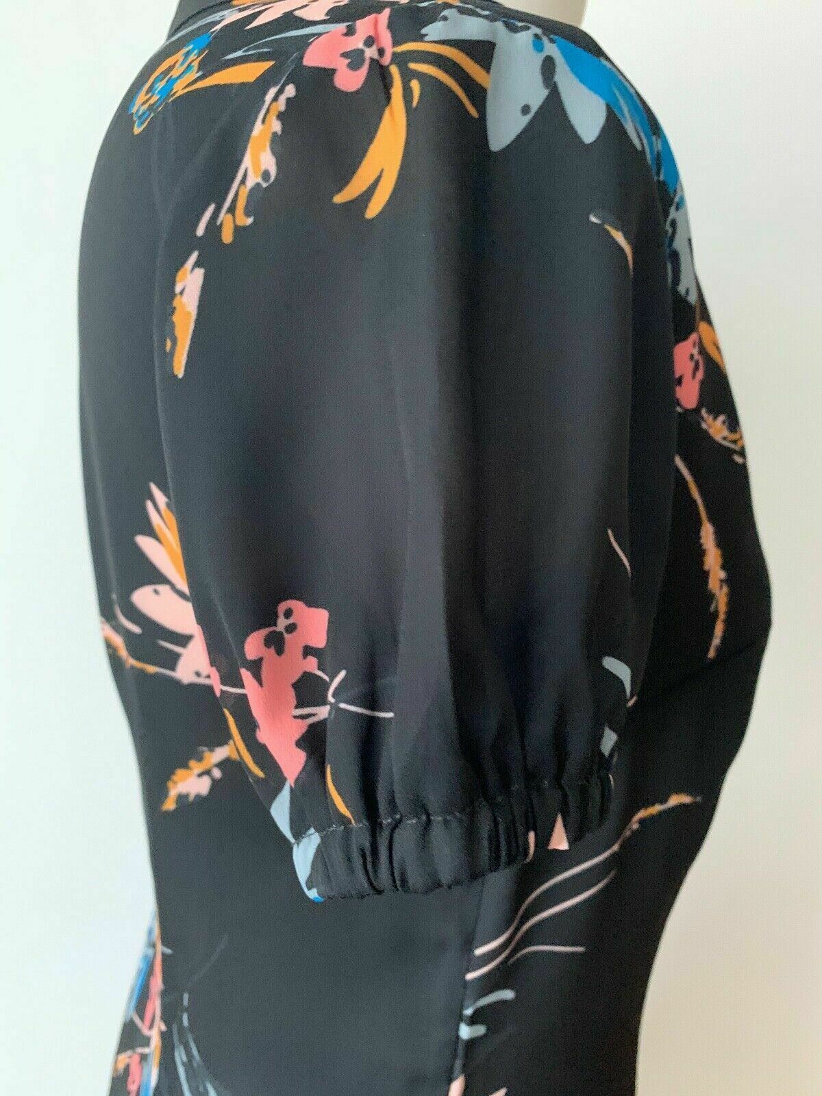 Sosandar Black Floral Keyhole Neck Shift Dress Size 8 Sheer material