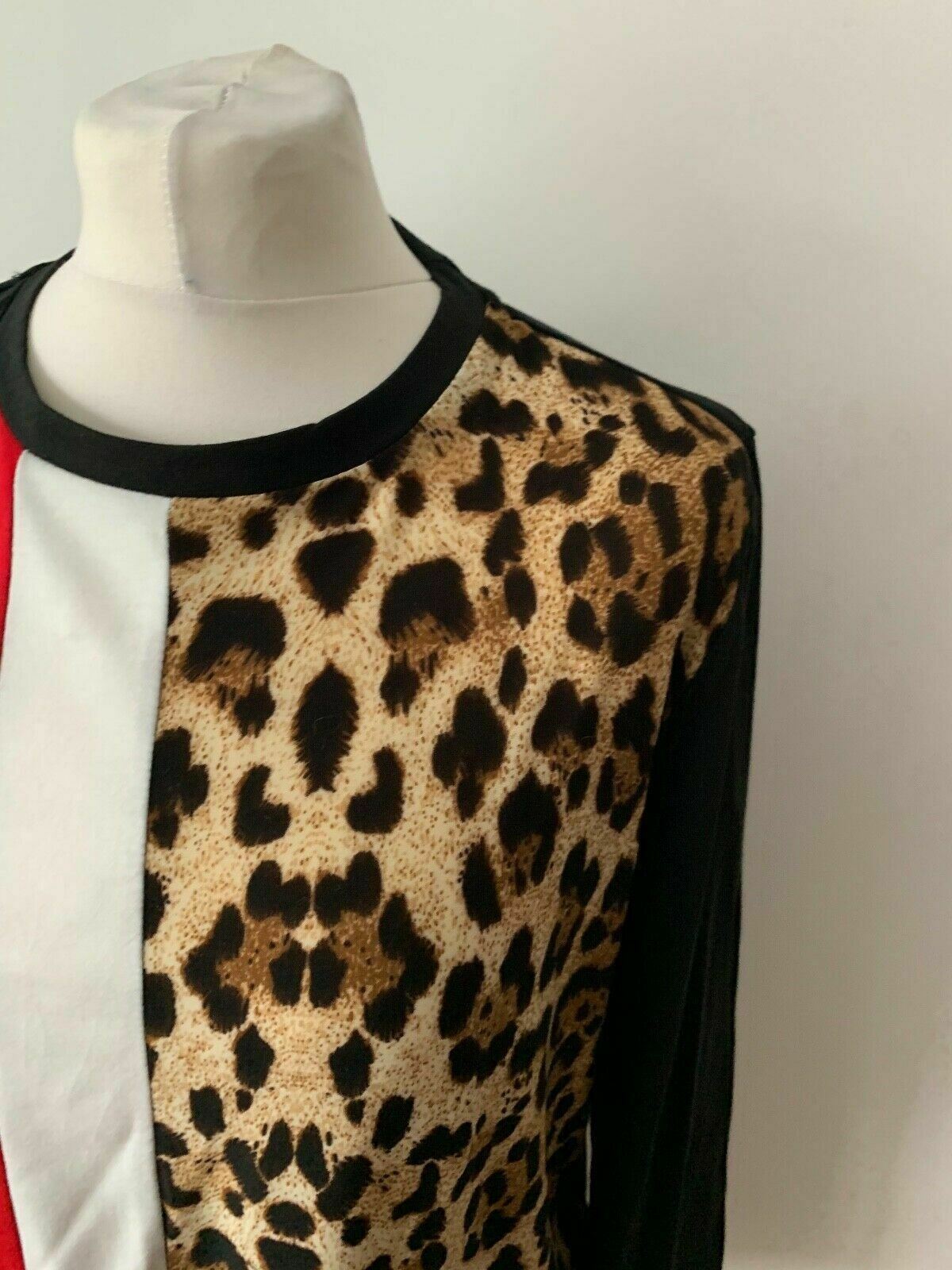 SHEIN Leopard Print Colourblock Tee Long Sleeve T-Shirt Size M 10