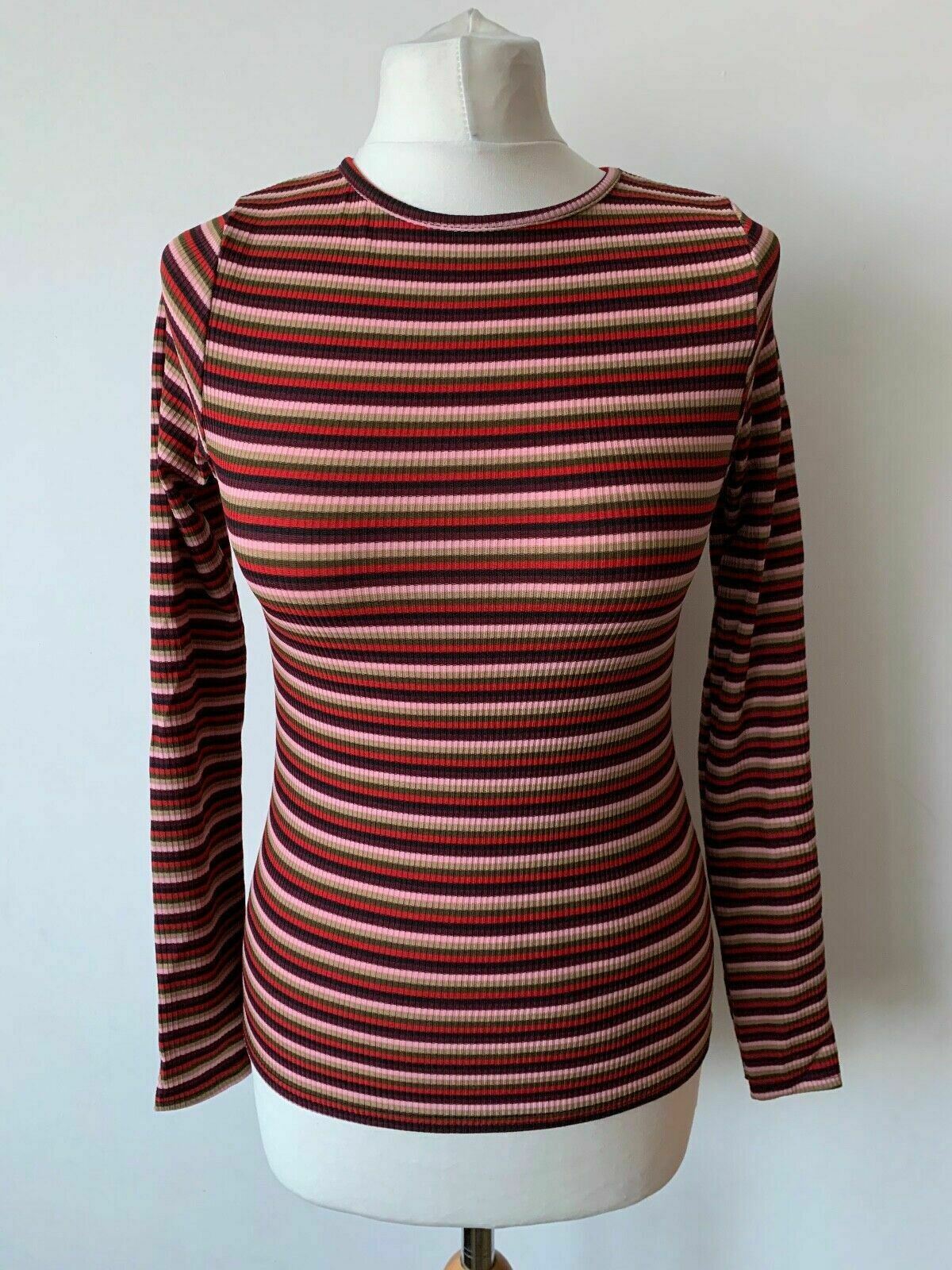 New Look Multi Stripe Rib Long Sleeve Top Jumper Sizes: 8, 12, 14, 16, 18