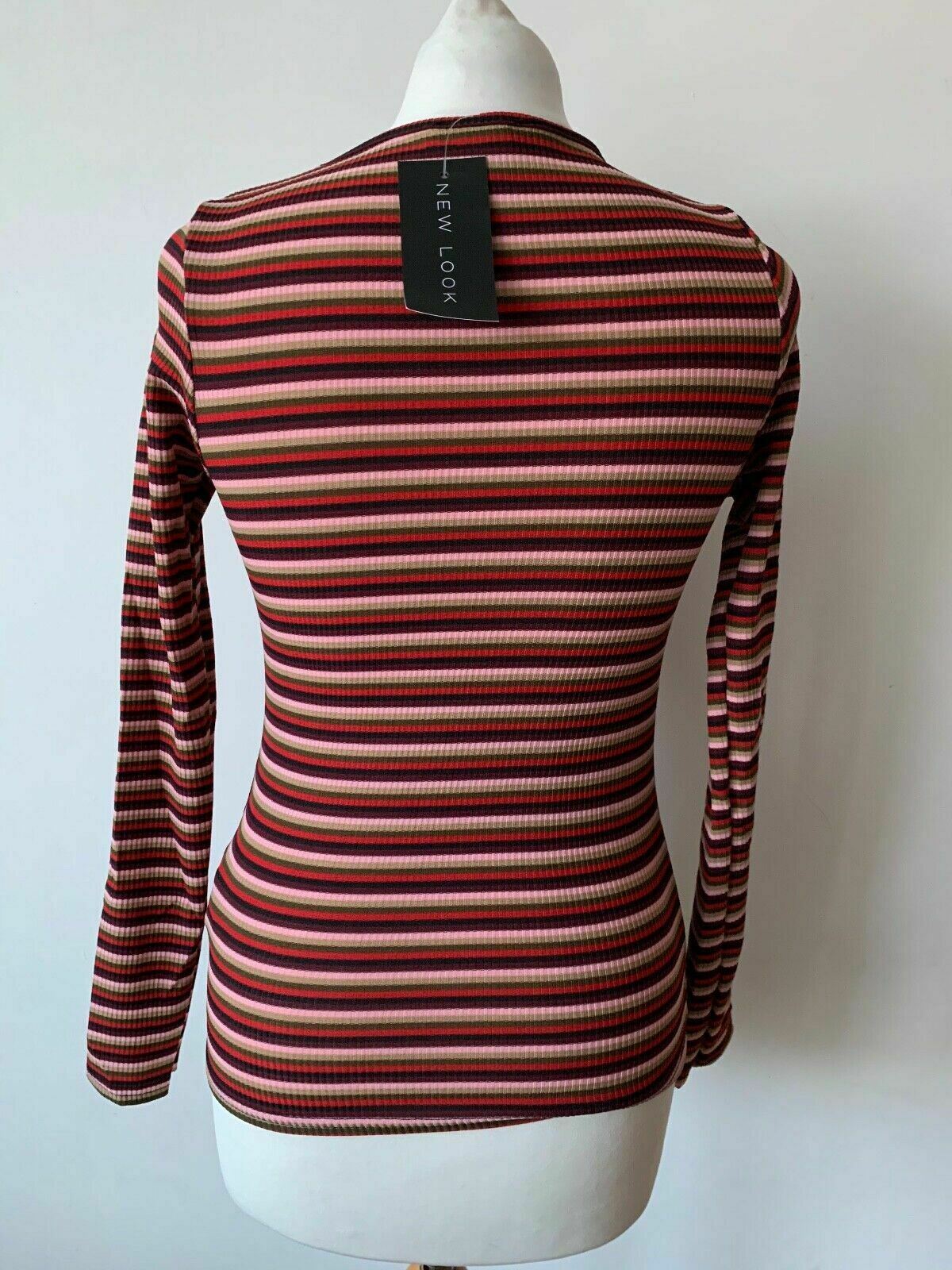 New Look Multi Stripe Rib Long Sleeve Top Jumper Sizes: 8, 12, 14, 16, 18