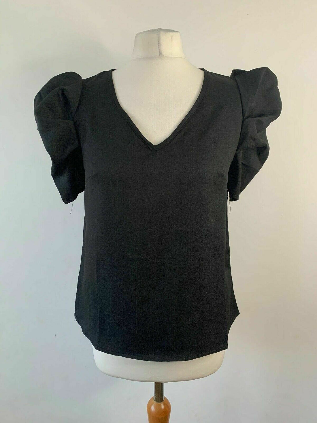 SHEIN Black Blouse Puffed Sleeves Size S 8 - Beagle Boutique Fashion Outlet