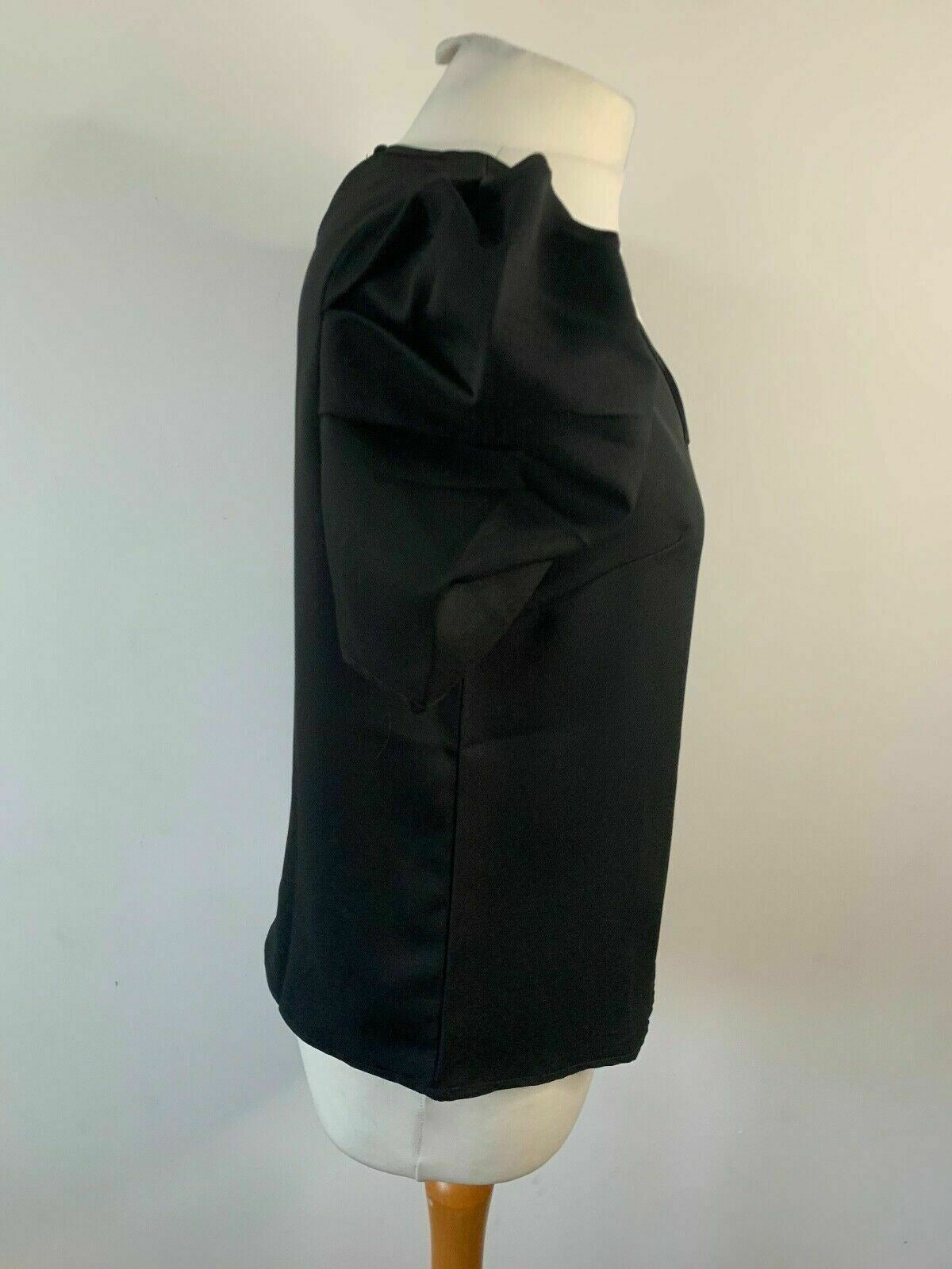 SHEIN Black Blouse Puffed Sleeves Size S 8