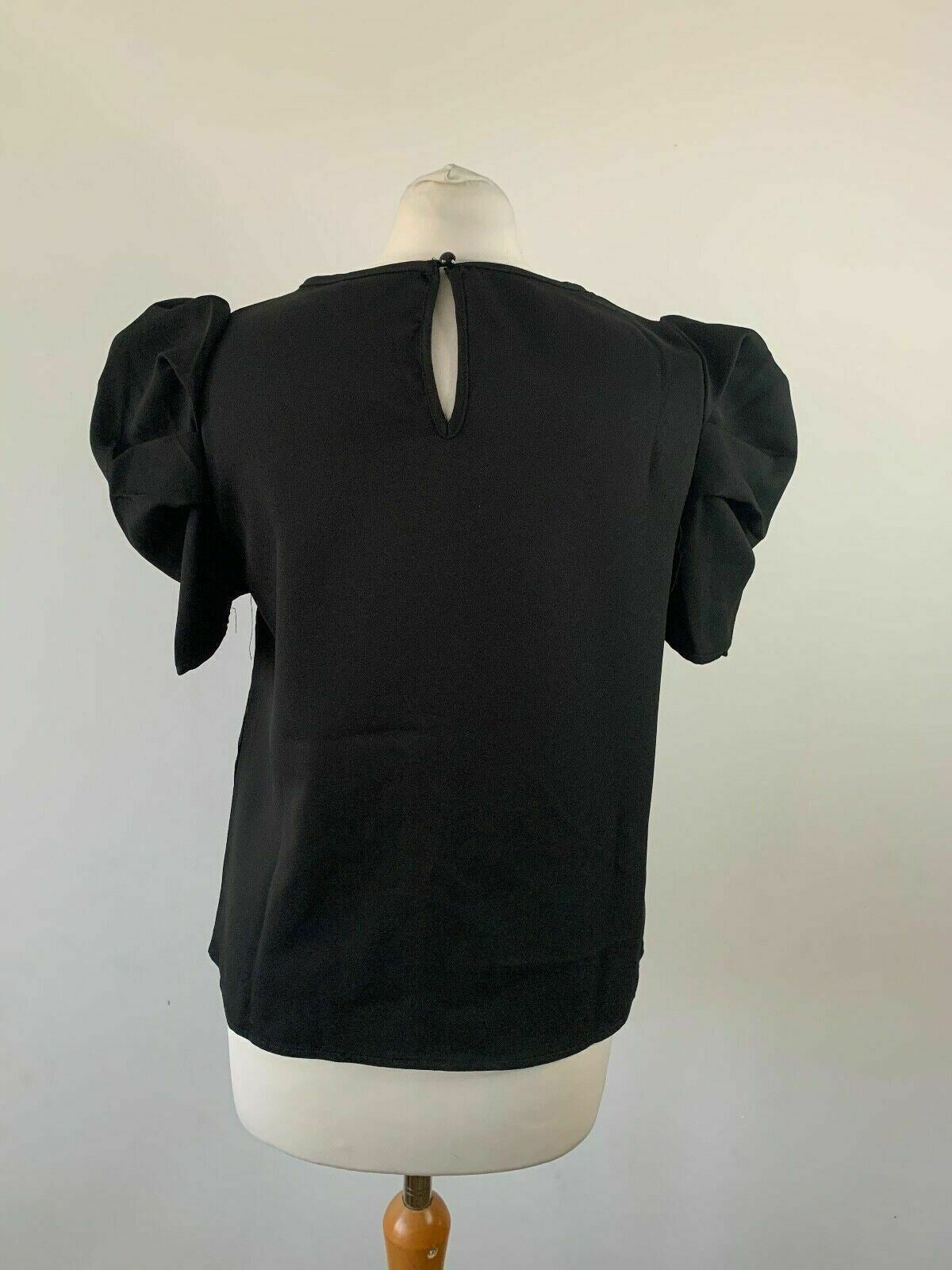 SHEIN Black Blouse Puffed Sleeves Size S 8 - Beagle Boutique Fashion Outlet