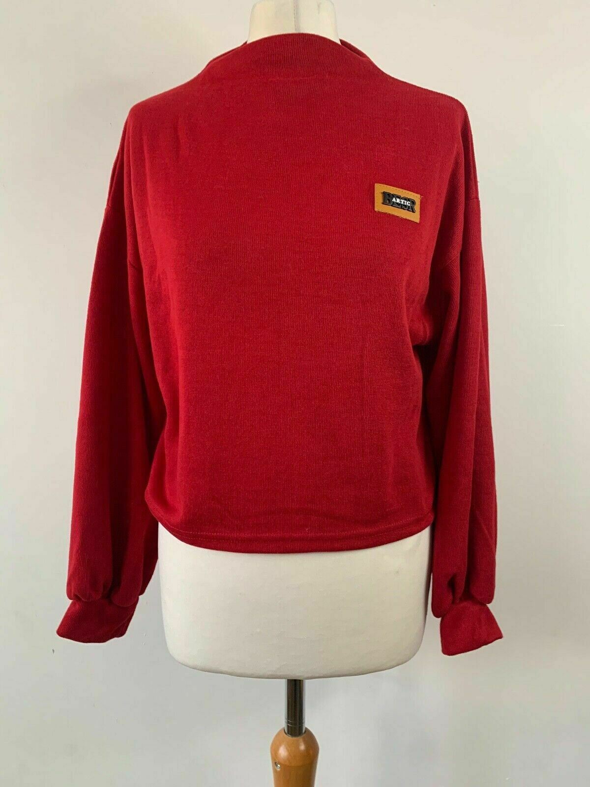 Zaful badge patched lantern sleeve sweatshirt Deep Red Size S 8 10