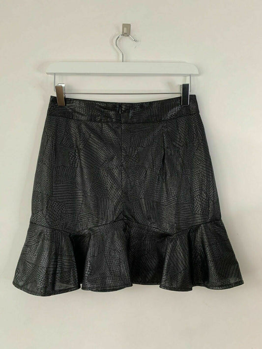 SHEIN Black Crocodile Pattern Black mini Skirt Peplum Size S 8