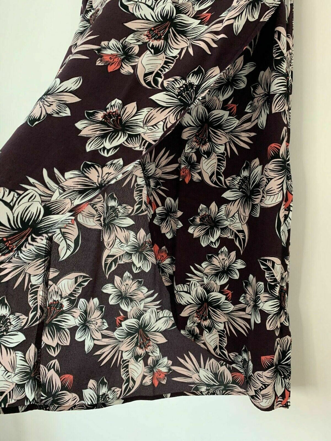 M&S Sustainable Viscose Grape Mix Floral Size 8 Faux Wrap Midi Skirt - BB Fashion Outlet