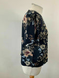 SHEIN Blue Floral Print Split Sleeve Top Size M 10 - BB Fashion Outlet