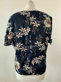 SHEIN Blue Floral Print Split Sleeve Top Size M 10 - BB Fashion Outlet