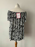 Julipa Off the Shoulder Blouse Size 16 Textured Black and Grey - BB Fashion Outlet