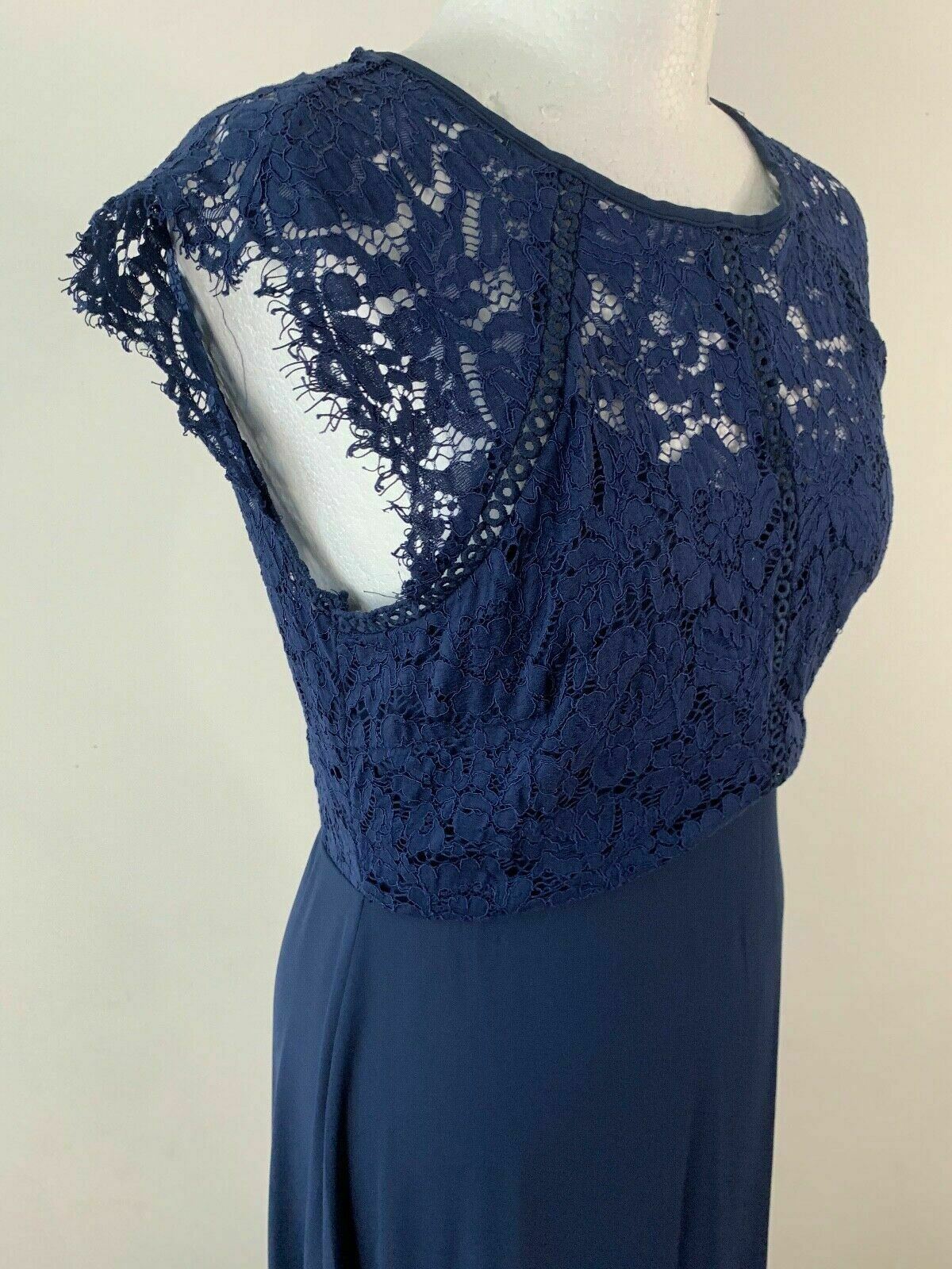 SHEIN Cutout Zipper Back Lace Bodice Flare Blue Dress Size M 10 - BB Fashion Outlet