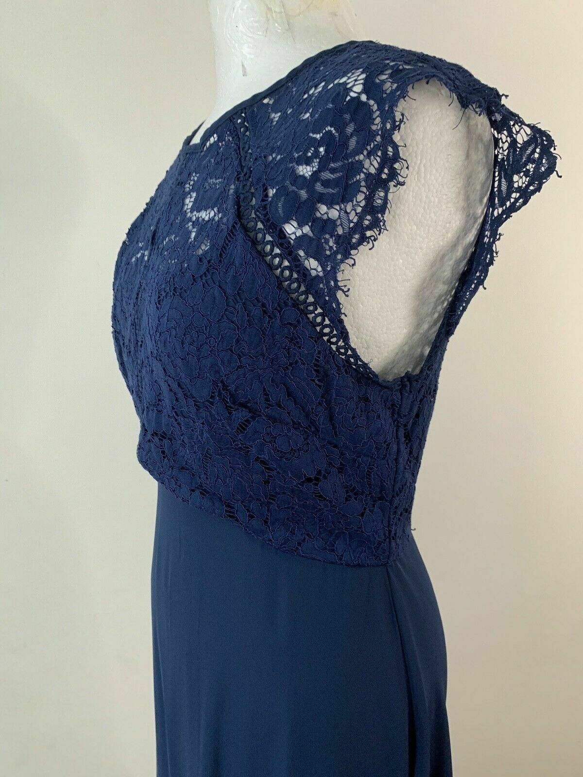 SHEIN Cutout Zipper Back Lace Bodice Flare Blue Dress Size M 10 - BB Fashion Outlet