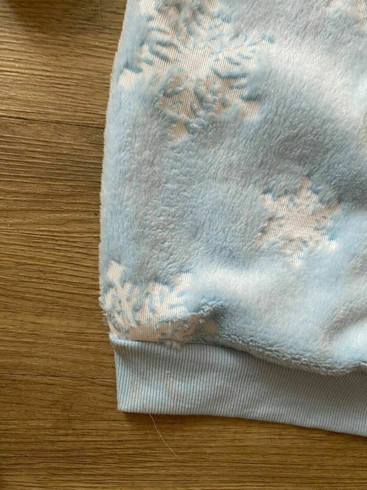 Primark Glitter Snowflakes Blue Fluffy Cosy Pyjama TOP Size XS - 6 / 2XS 4 - 6