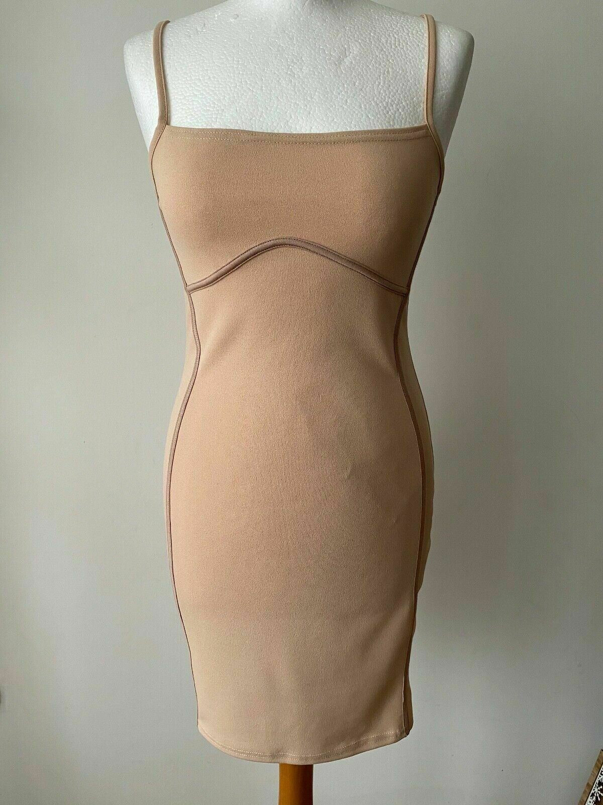 I SAW IT FIRST Nude Binding Detail Strappy Bodycon Dress Size 10